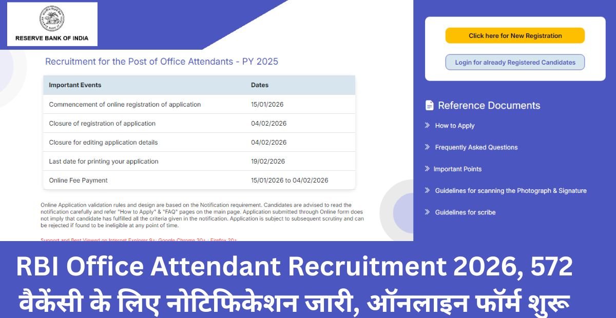 RBI Office Attendant Recruitment 2026