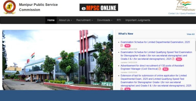 Manipur PSC Recruitment 2026, 130 असिस्टेंट इंजीनियर / मैनेजर पदों के लिए नोटिफिकेशन जारी, ऑनलाइन आवेदन करें