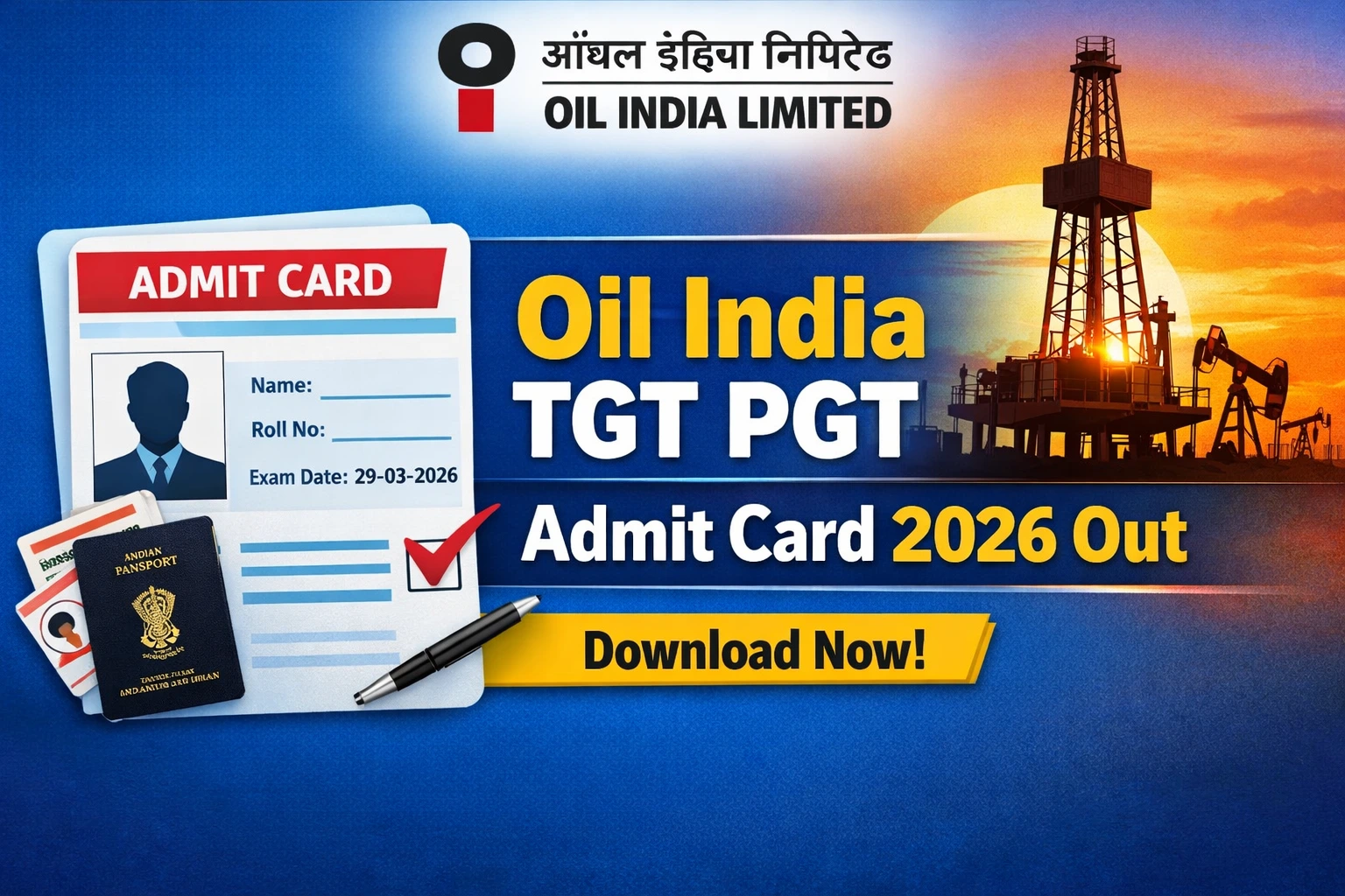 Oil India TGT PGT Admit Card 2026 Out